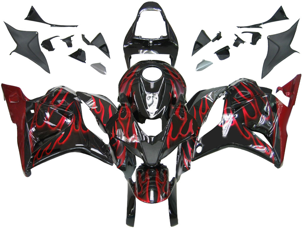 Amotopart Fairings Honda CBR 600 RR Black & Red Flame Racing (2009-2012)