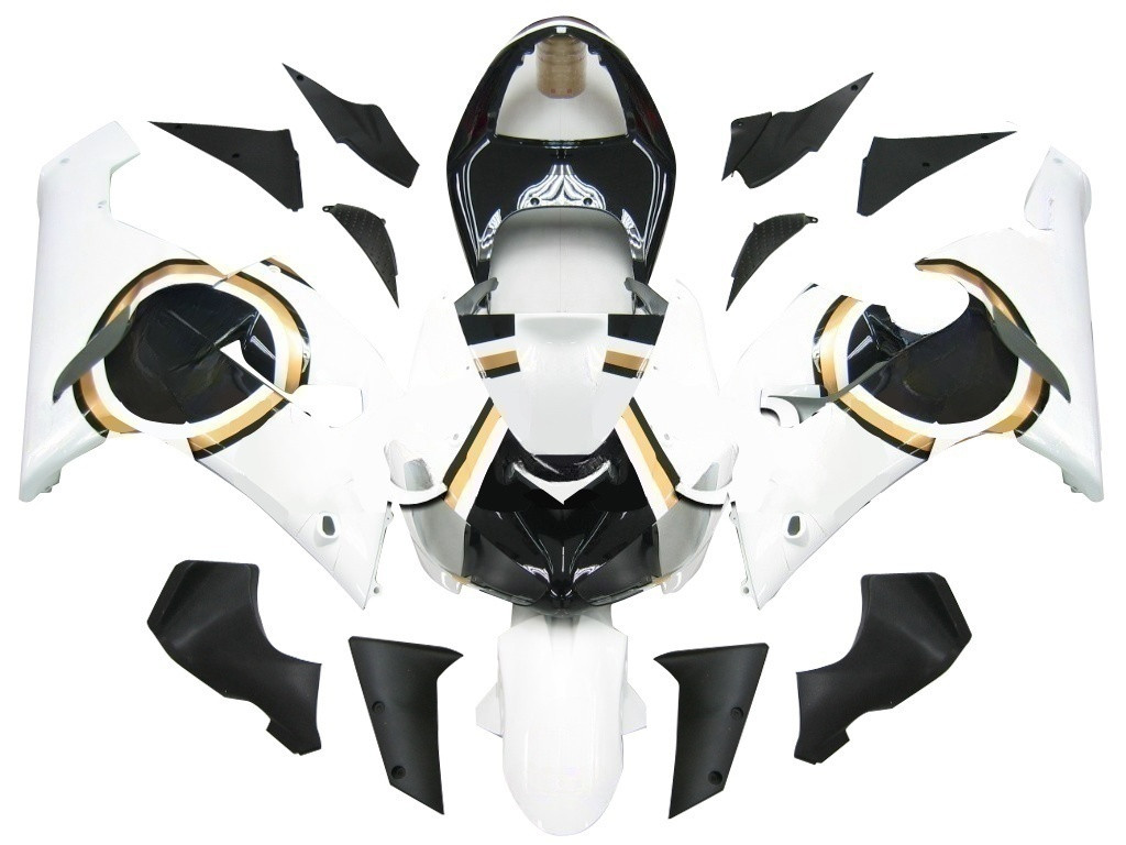 Amotopart Fairings Kawasaki ZX6R 636 Black White Lucky Strike Ninja Racing  (2005-2006)
