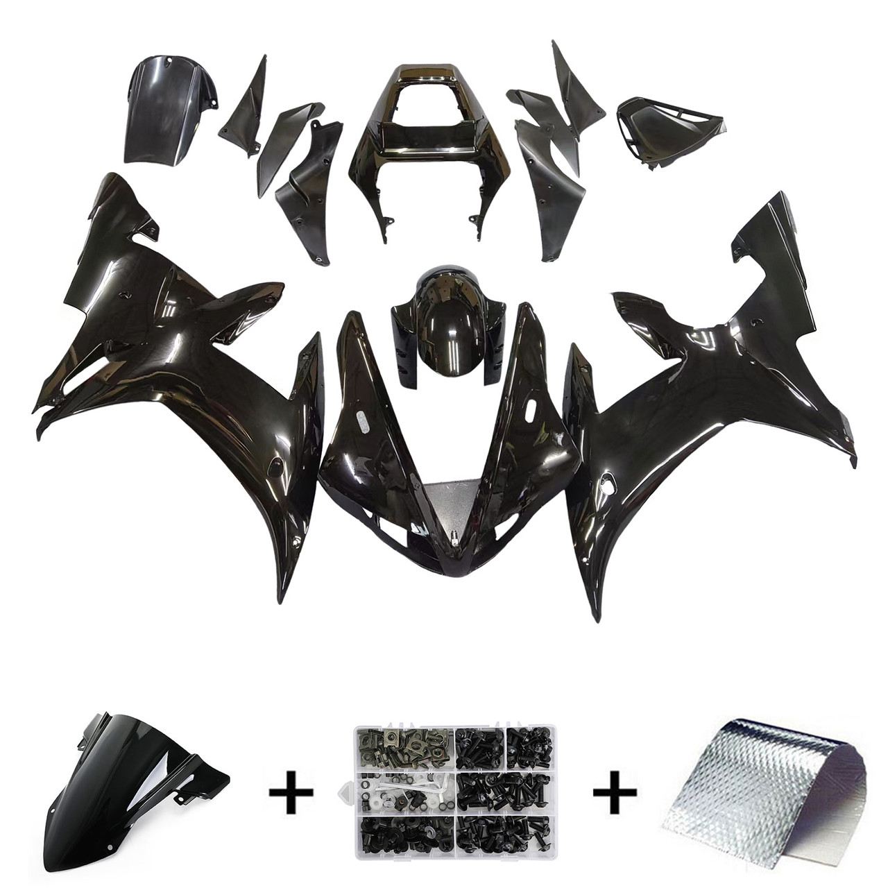 Amotopart Fairings Yamaha YZF-R1 All Black R1 Racing (2002-2003)
