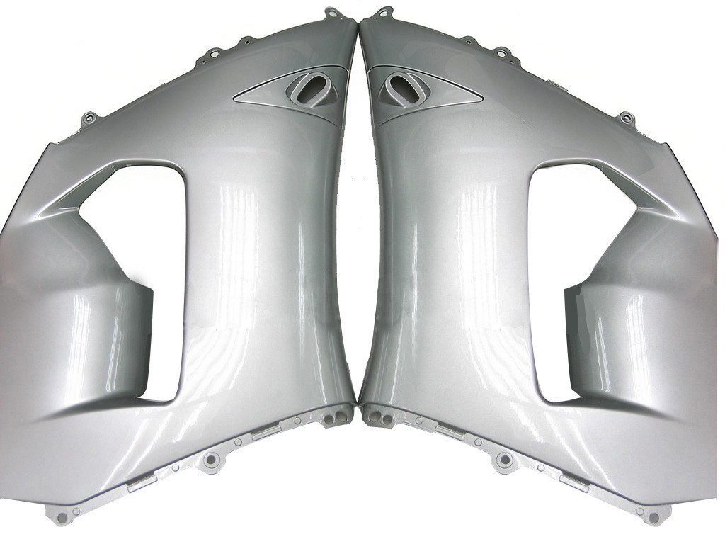 Amotopart Fairings Kawasaki ZX6R 636 Silver Black Ninja Racing  (2005-2006)