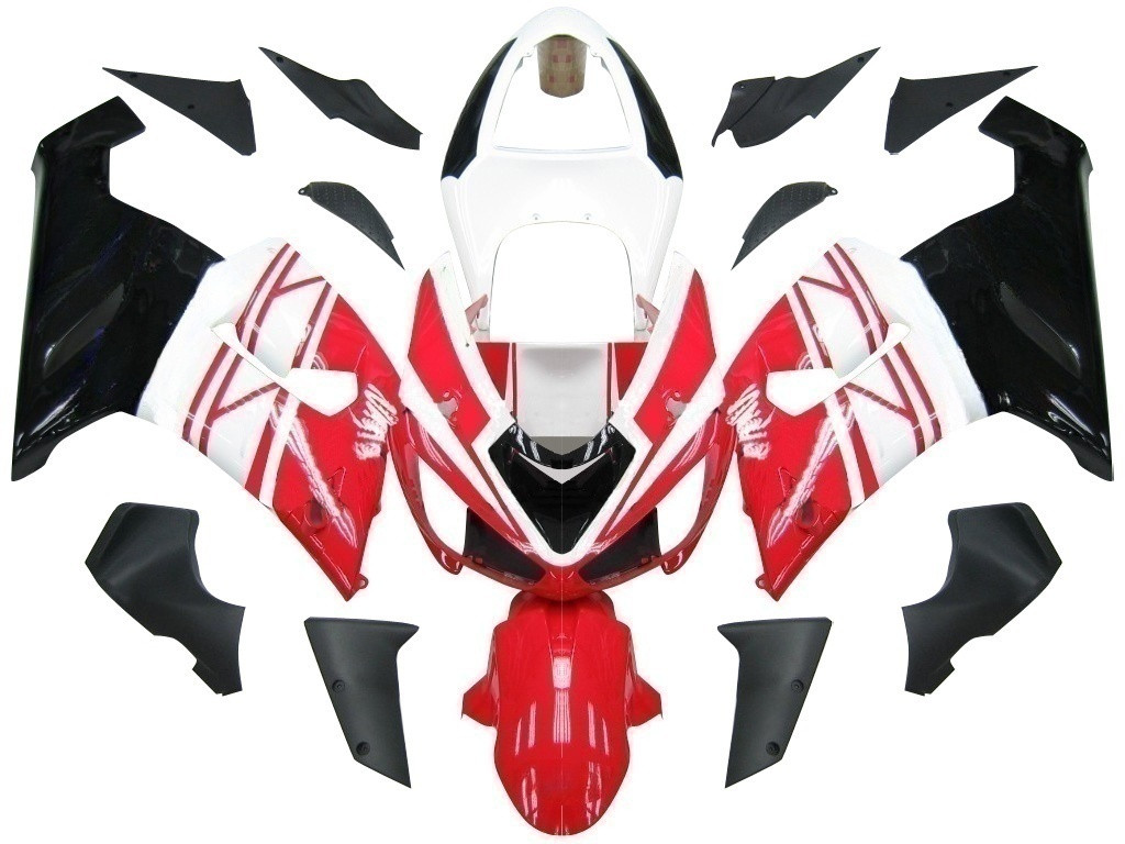 Amotopart Fairings Kawasaki ZX6R 636 Red White Black Ninja Racing  (2005-2006)