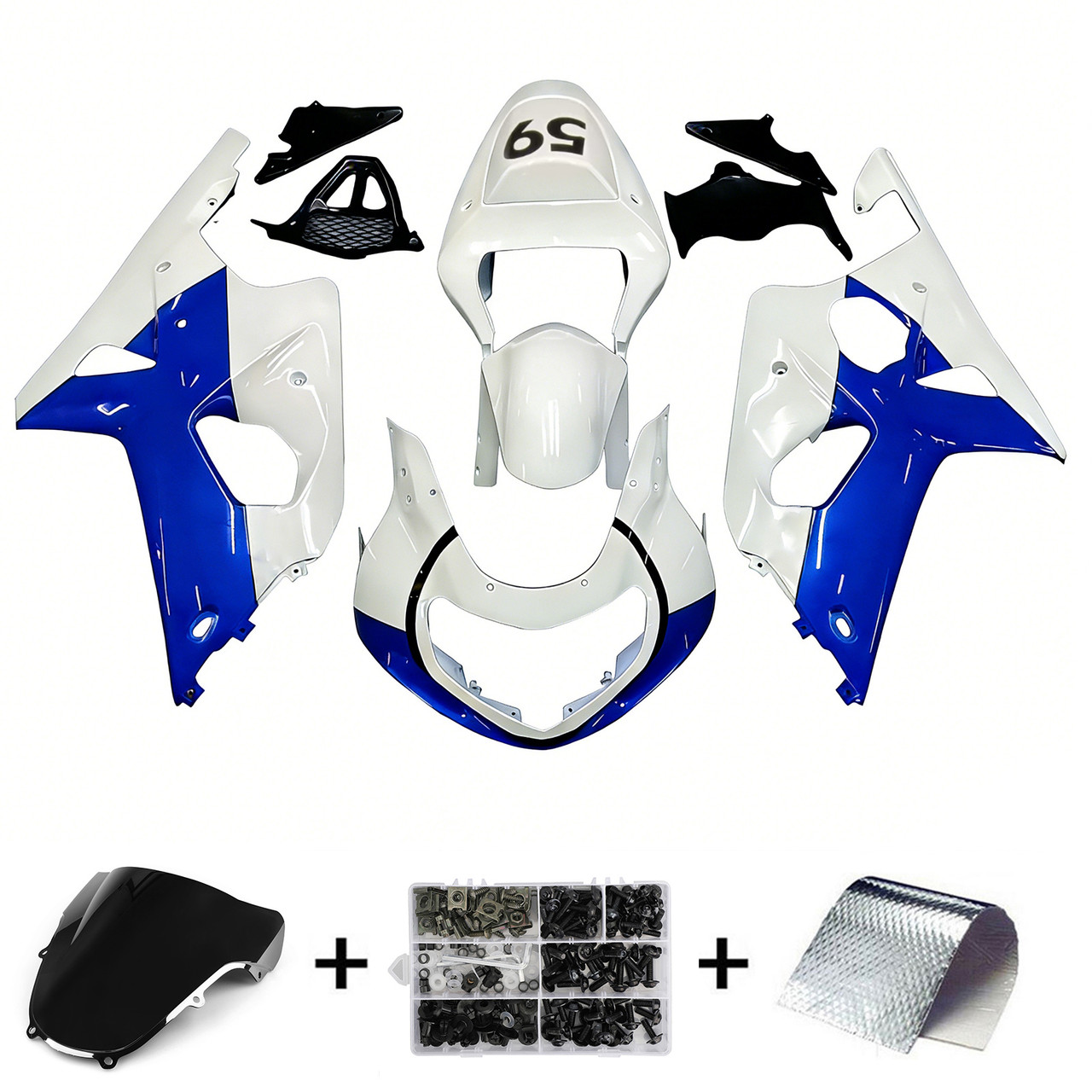Amotopart Fairings Suzuki GSXR 1000 White & Blue Jordan Racing  (2000-2002)