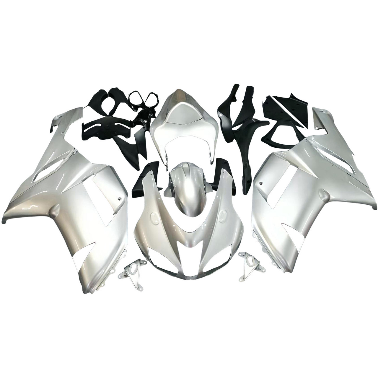 Amotopart Fairings Kawasaki ZX6R ZX636 Silver Ninja Racing  (2007-2008)