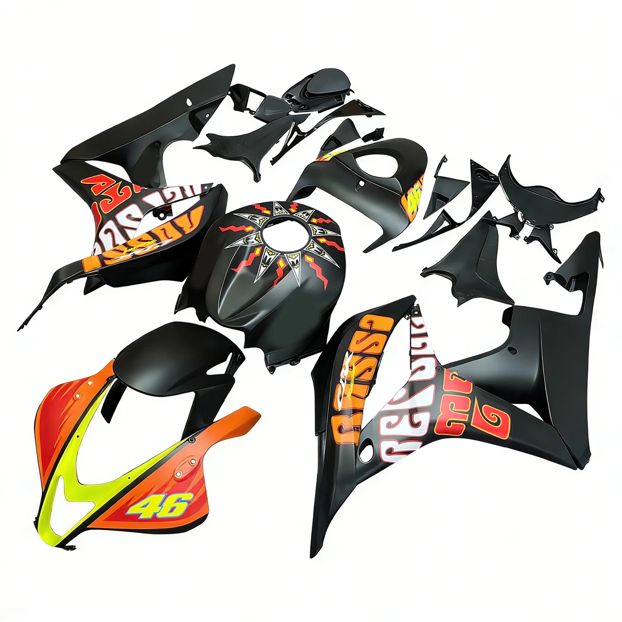 Amotopart Fairings Honda CBR 600 RR Black Valentino Rossi Racing (2007-2008)