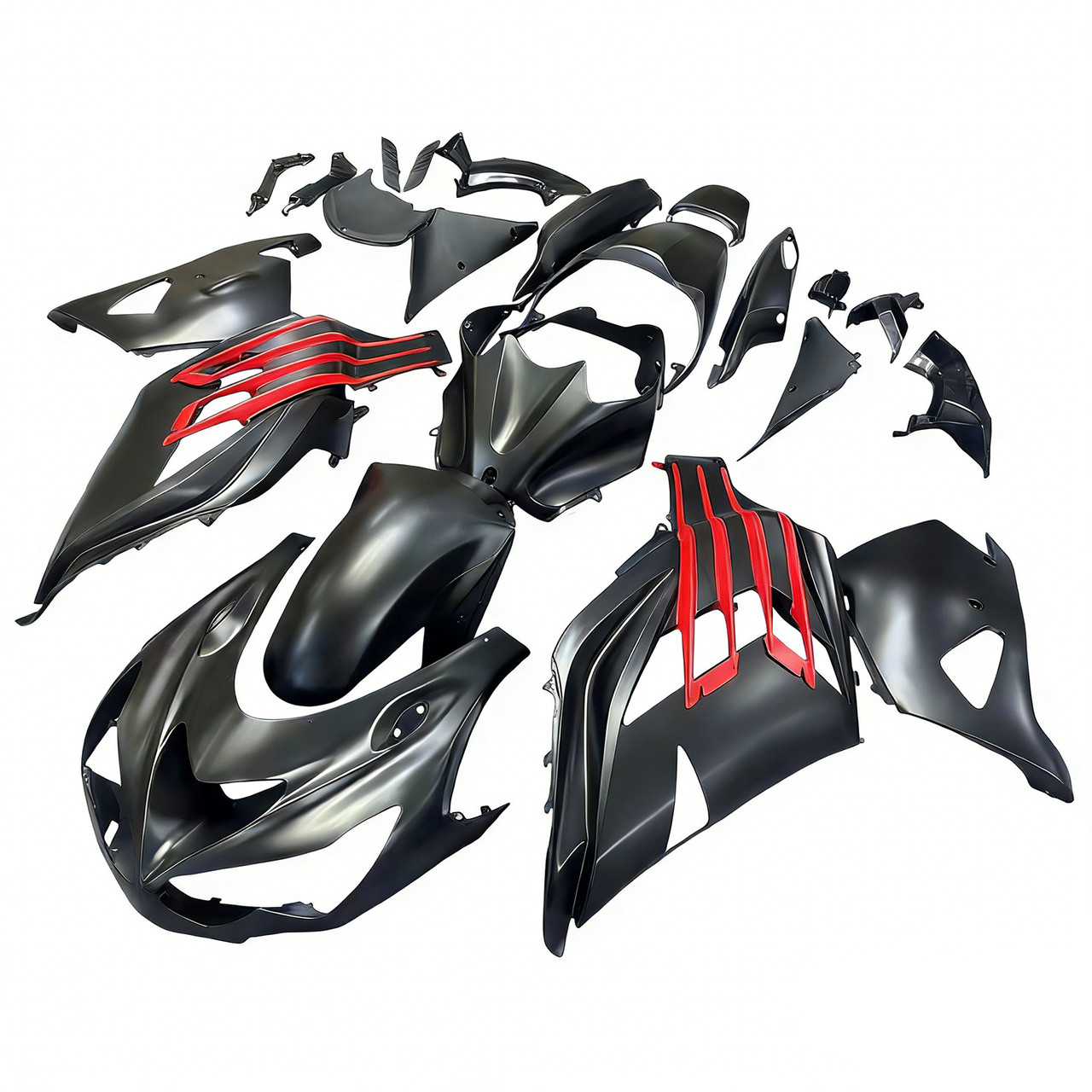 Amotopart Fairings Plastics Kawasaki ZX14R Ninja Black Red Racing (2012-2021)