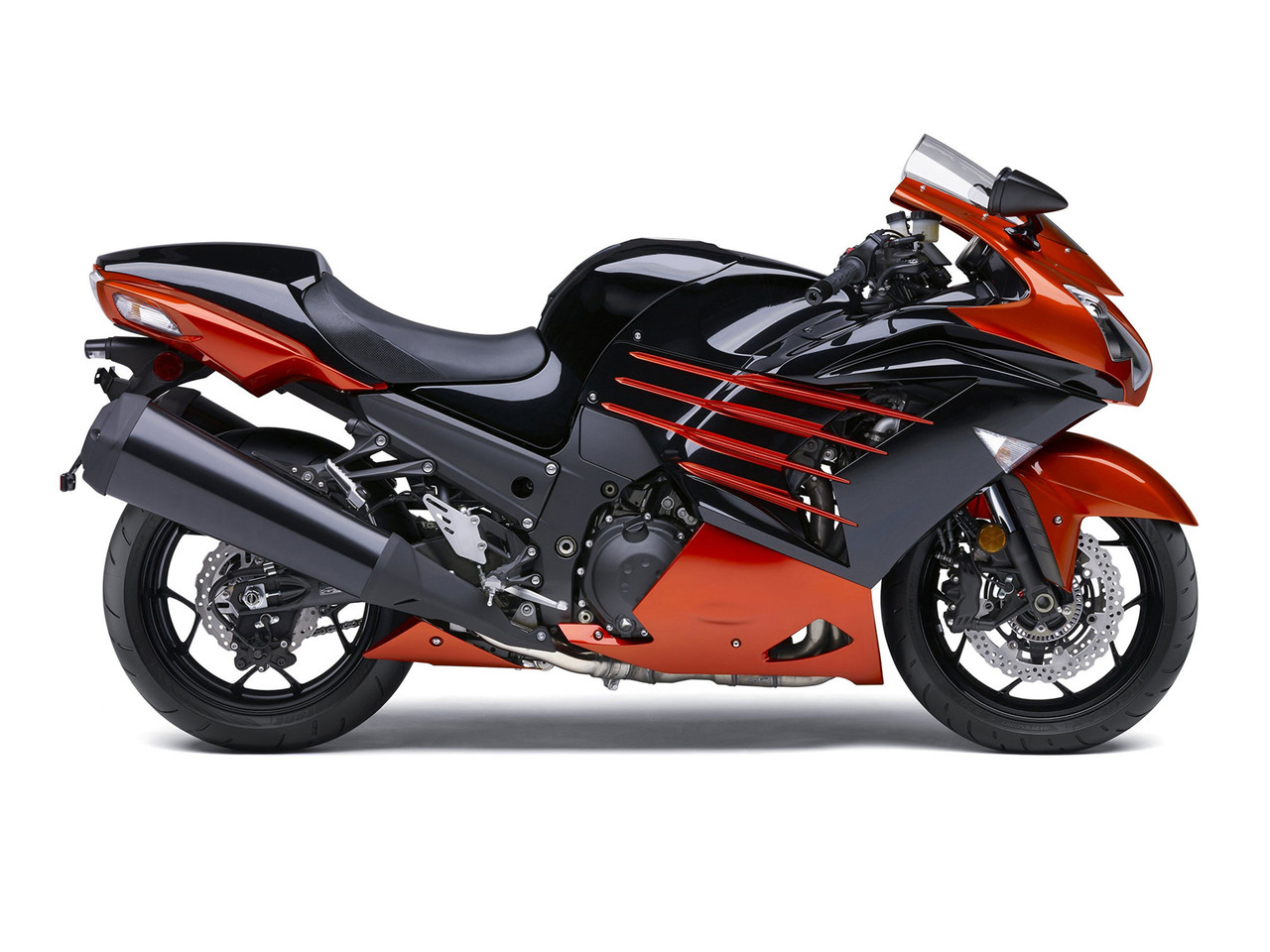 Amotopart Fairings Plastics Kawasaki ZX14R Ninja Orange Black Racing (2012-2021)