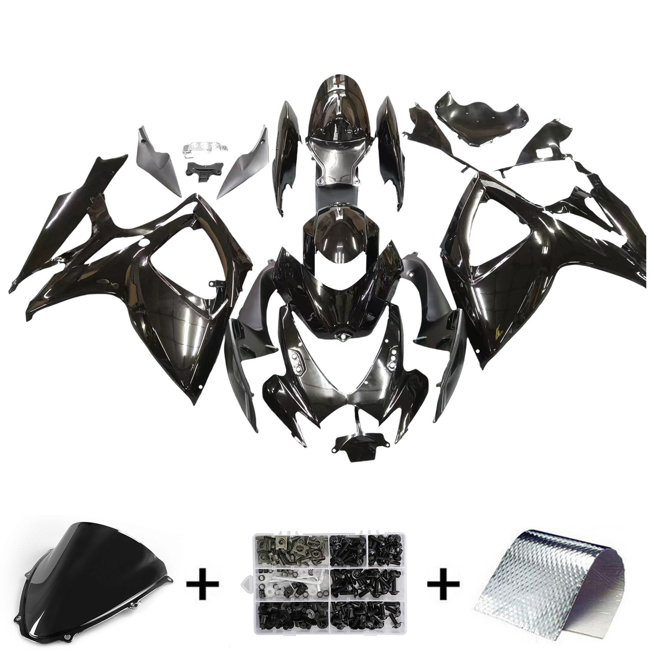 Amotopart Fairings Suzuki GSXR 600 750 All Black GSXR Racing (2006-2007)