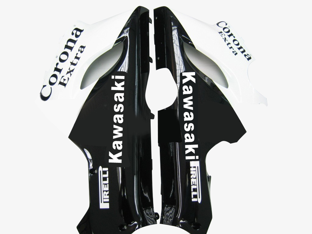 Fairings Kawasaki ZX6R 636 White Black Corona Racing  (2005-2006)