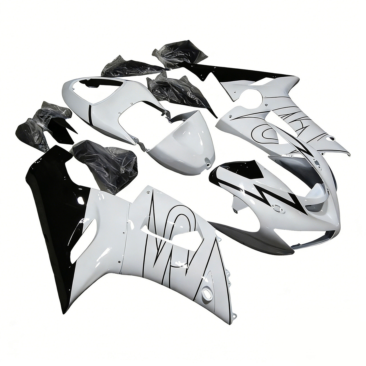Amotopart Fairings Kawasaki ZX6R 636 White Black Corona Racing  (2005-2006)