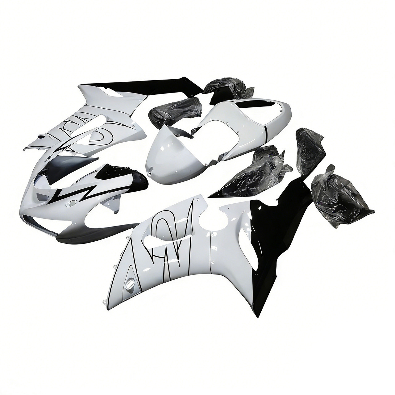 Amotopart Fairings Kawasaki ZX6R 636 White Black Corona Racing  (2005-2006)