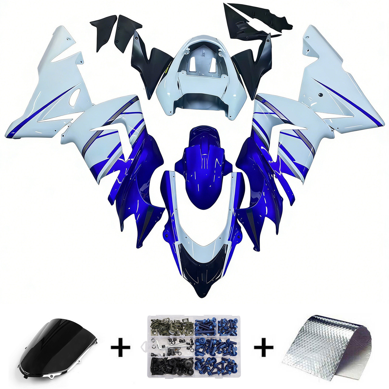 Amotopart Fairings Kawasaki ZX 10R Blue White FIAT Racing (2004-2005)