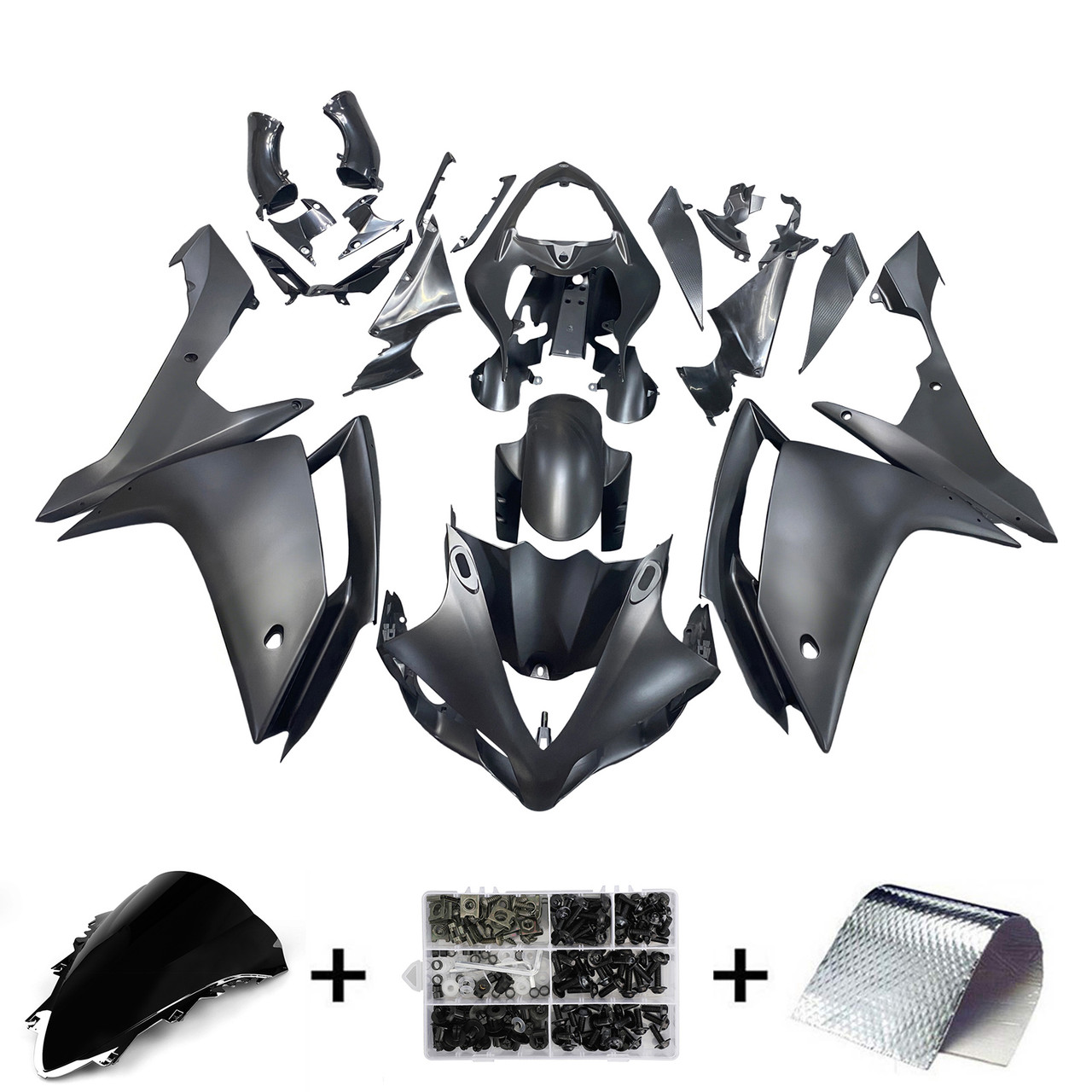 Amotopart Fairings Yamaha YZF-R1 Black Matte & Gold R1 Racing (2007-2008)