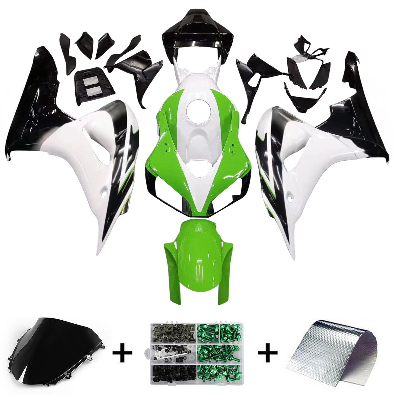 Amotopart Fairings Honda CBR 1000 RR White Green Black CBR Honda Racing (2006-2007)