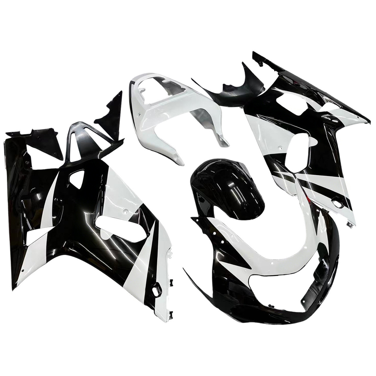 Amotopart Fairings Suzuki GSXR 600 Black & White GSXR Racing  (2001-2003)