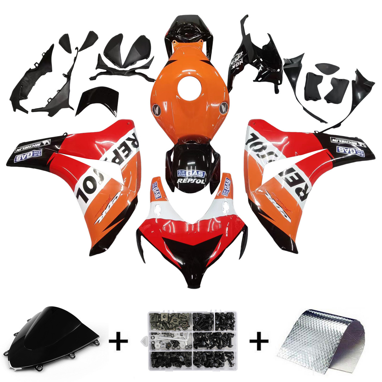 Amotopart Fairings 2008-2011 Honda CBR1000RR Black Orange