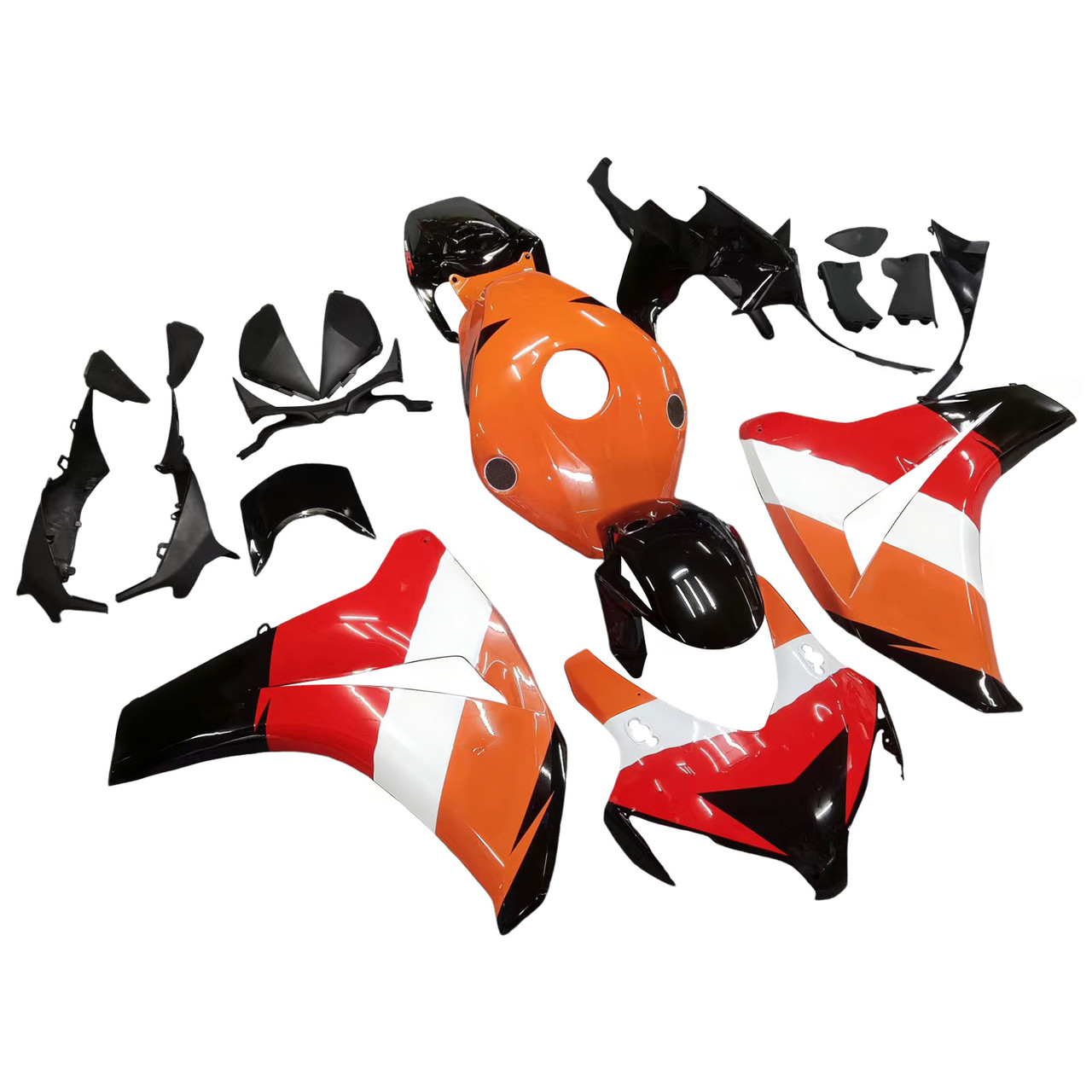 Amotopart Fairings 2008-2011 Honda CBR1000RR Black Orange Repsol Racing