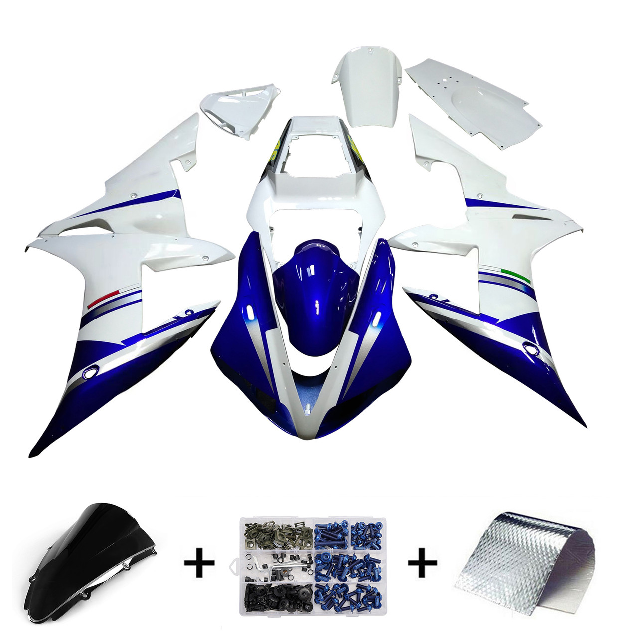 Amotopart Fairings Yamaha YZF-R1 White Blue No.46 FIAT Racing (2002-2003)