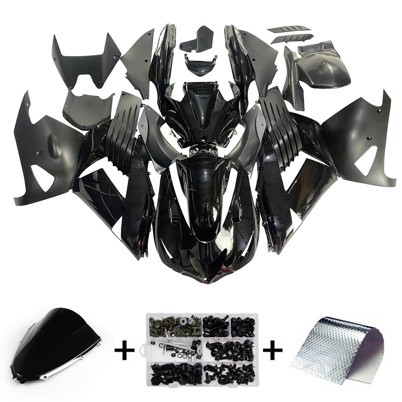 Amotopart Fairings Kawasaki ZX14R Black Ninja Racing (2006-2011)