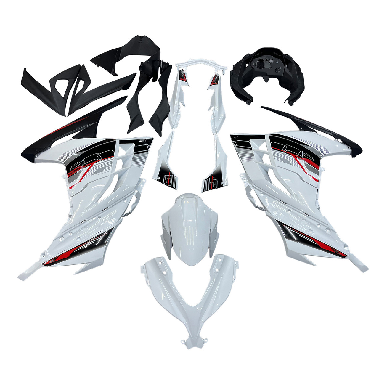 Amotopart Fairings Plastics Kawasaki Ninja 300R EX300R White Art Ninja Racing (2013-2017)
