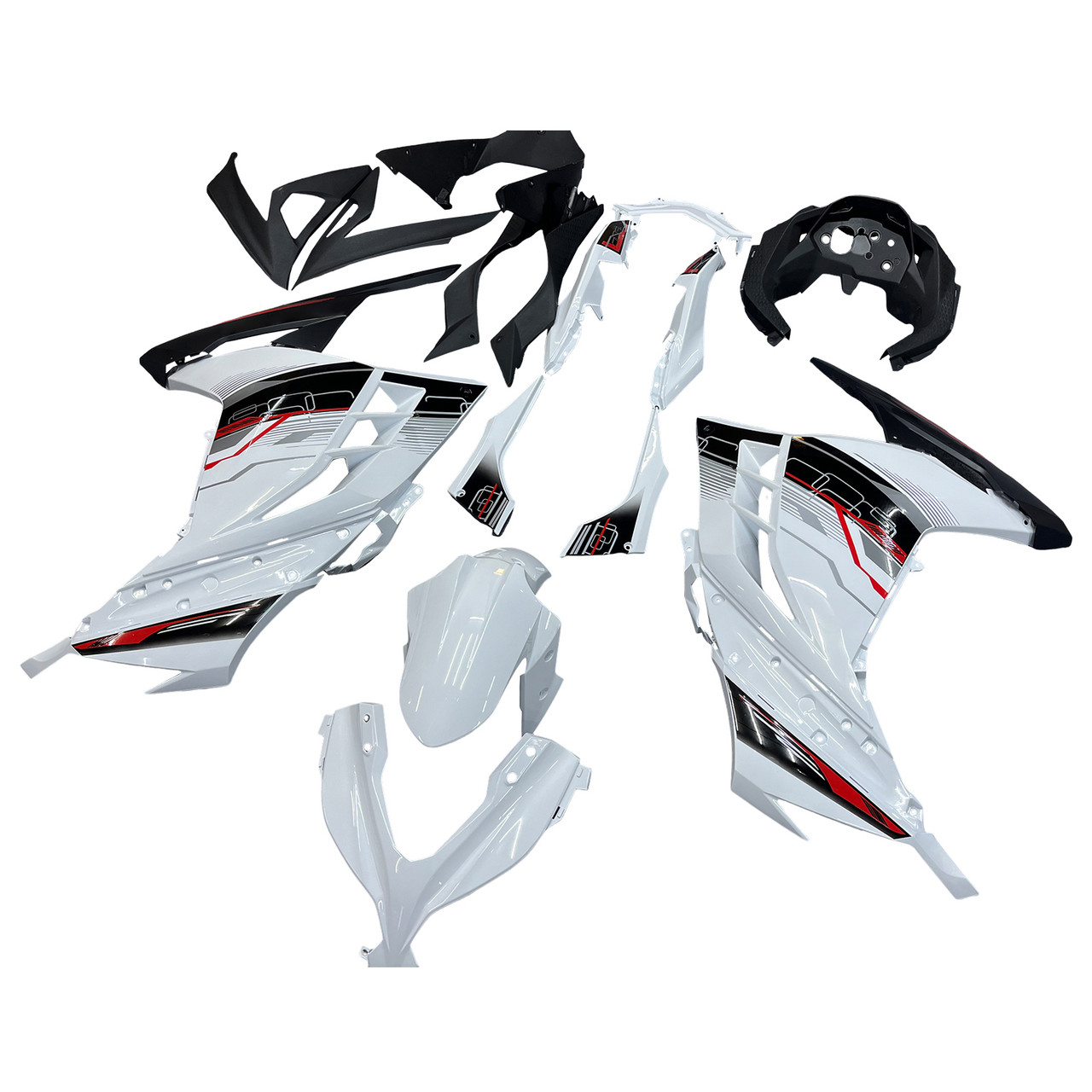 Amotopart Fairings Plastics Kawasaki Ninja 300R EX300R White Art Ninja Racing (2013-2017)