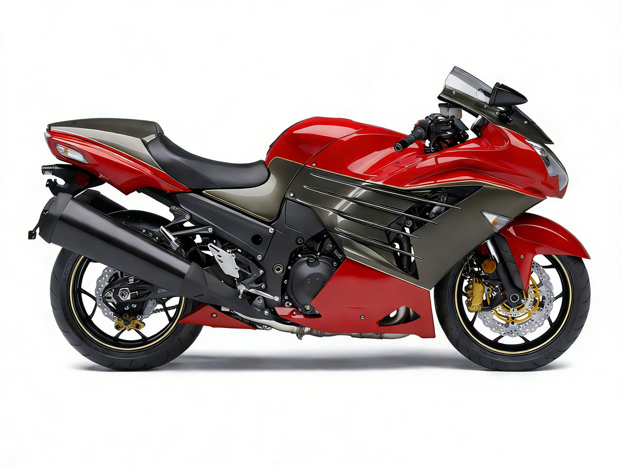 Amotopart Fairings Plastics Kawasaki ZX14R Ninja Red Bronze Racing (2012-2021)