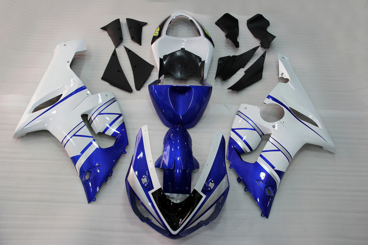 Amotopart Fairings Kawasaki ZX6R ZX636 Blue White FIAT Racing  (2005-2006)