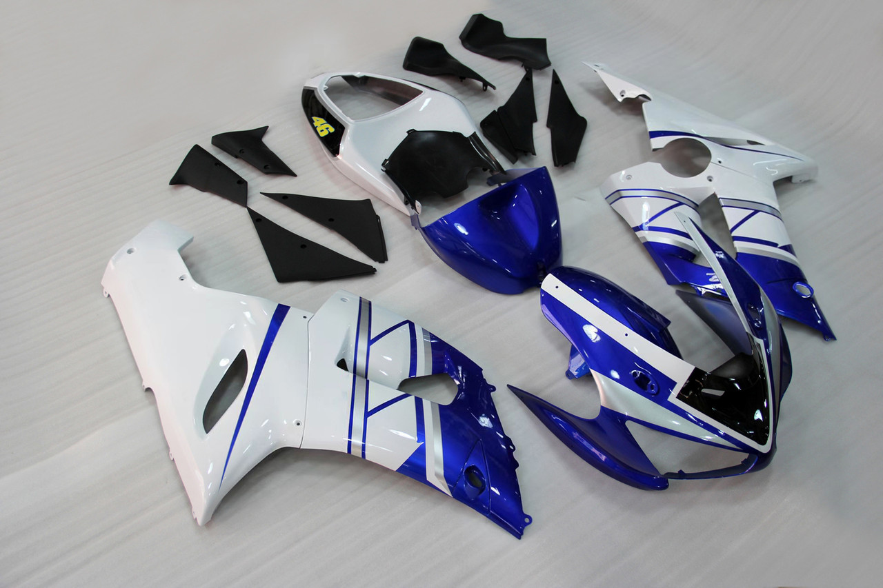 Amotopart Fairings Kawasaki ZX6R ZX636 Blue White FIAT Racing  (2005-2006)