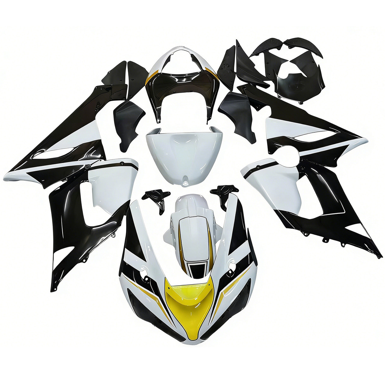 Amotopart Fairings Kawasaki ZX6R 636 Black White Yellow Playboy  Racing  (2005-2006)