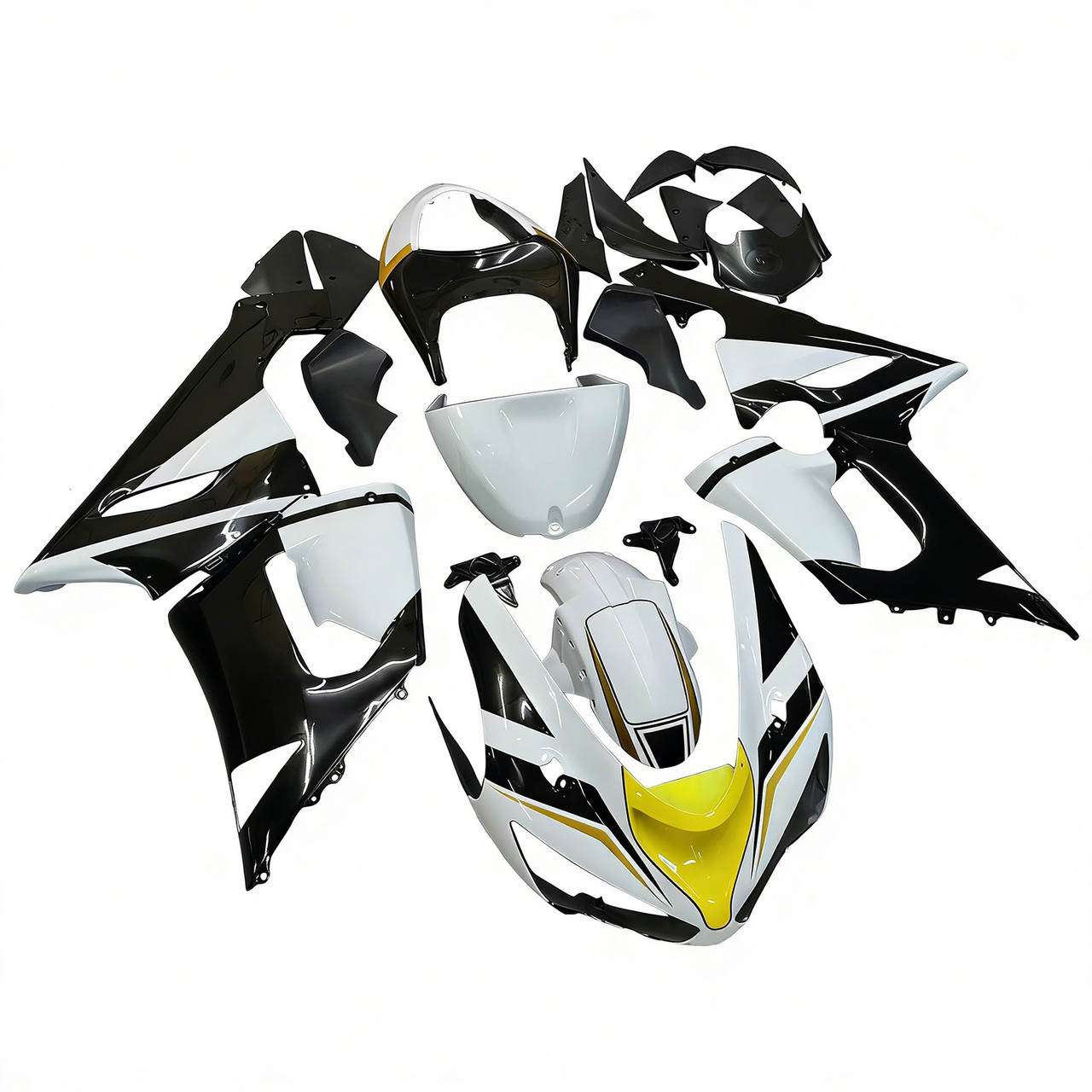 Amotopart Fairings Kawasaki ZX6R 636 Black White Yellow Playboy  Racing  (2005-2006)