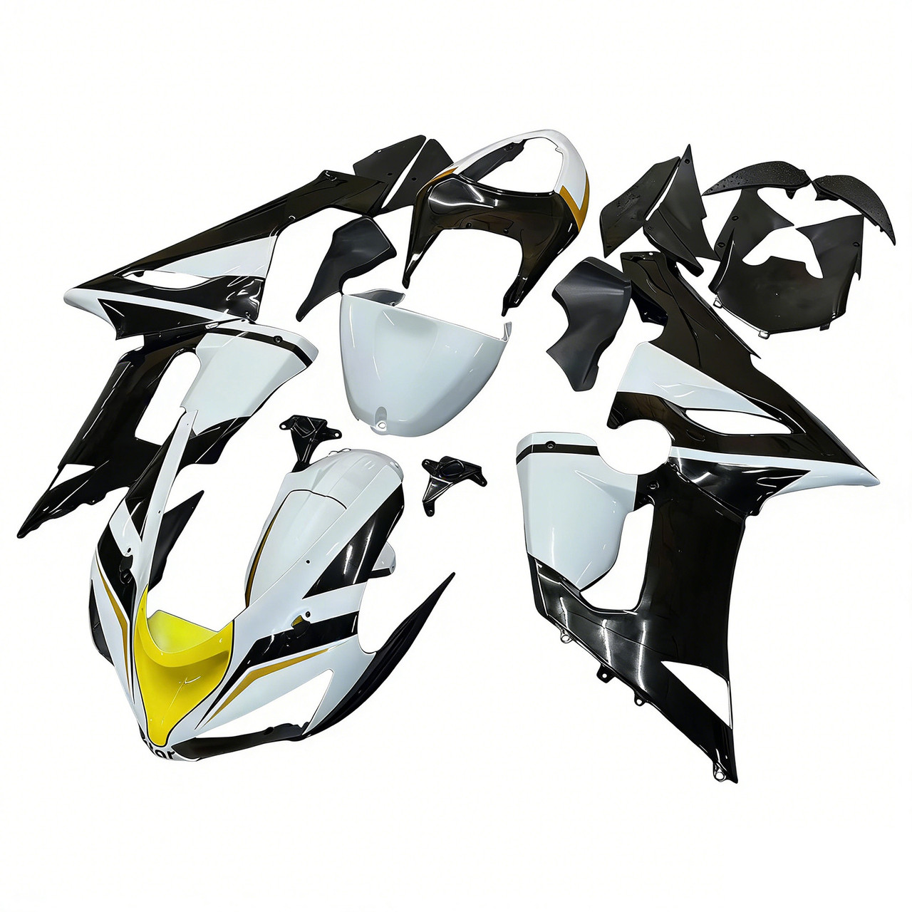 Amotopart Fairings Kawasaki ZX6R 636 Black White Yellow Playboy  Racing  (2005-2006)
