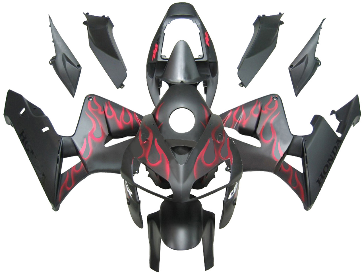 Fairings Honda CBR 600 RR Matte Black & Red Flame Racing (2005-2006)