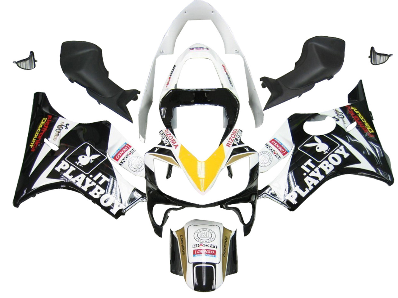 Fairings Honda CBR 600 F4i Black & White Playboy Racing (2001-2003)