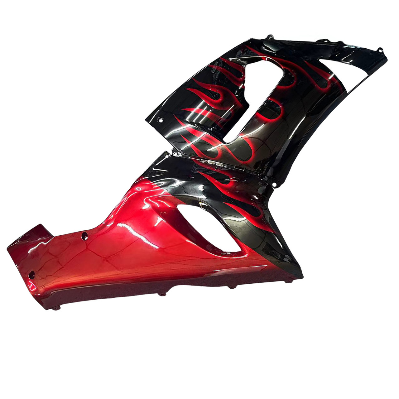 Amotopart Fairings Kawasaki ZX6R 636 Black & Red Flame Ninja Racing  (2005-2006)