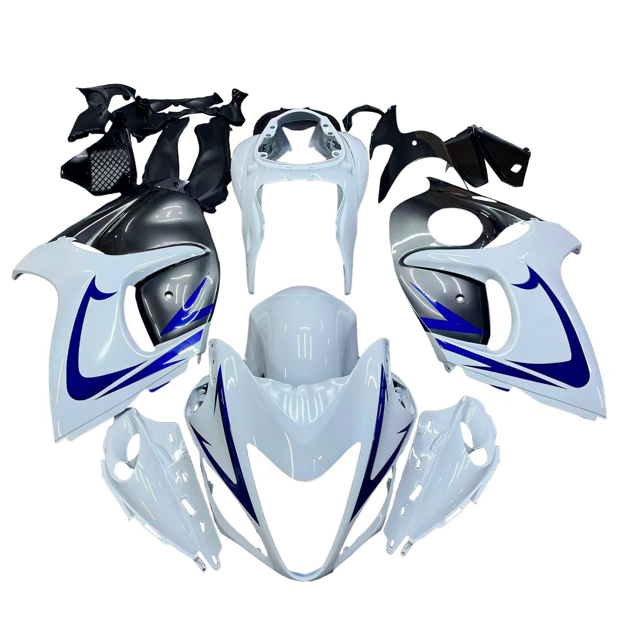 Amotopart Fairings Suzuki GSX 1300 Hayabusa White Grey Blue Racing  (2008-2020)