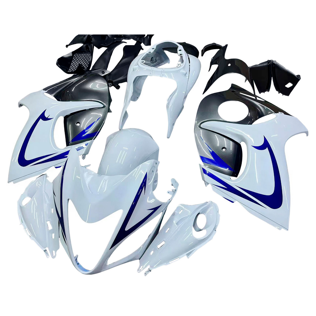 Amotopart Fairings Suzuki GSX 1300 Hayabusa White Grey Blue Racing  (2008-2020)