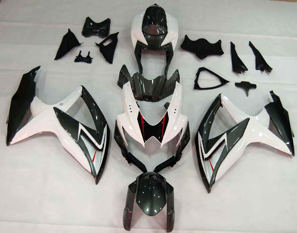 Amotopart Fairings Suzuki GSXR 600 750 White & Silver GSXR Racing  (2008-2010)