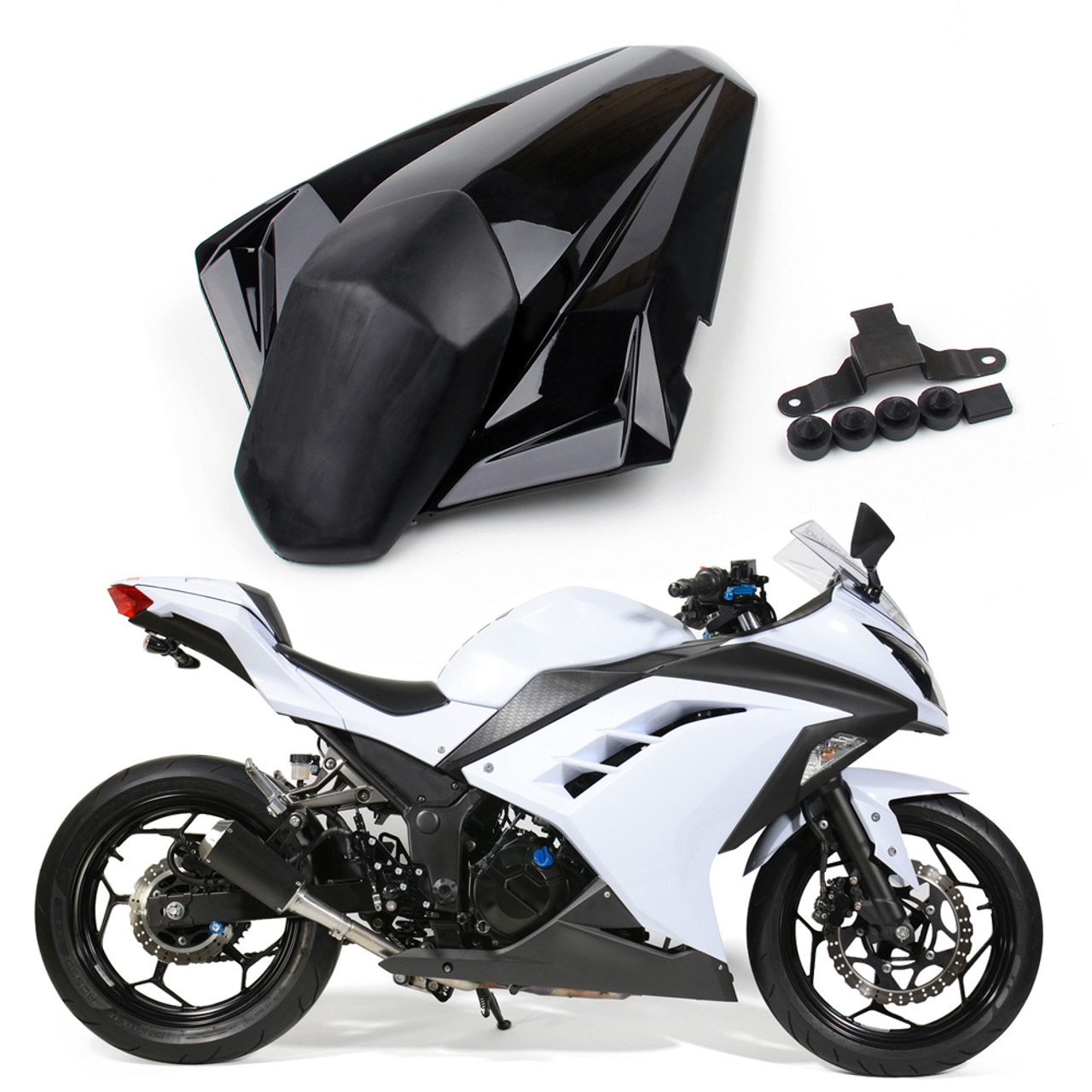 Seat Cowl Rear Seat Cover Fit For Kawasaki Ninja 300 EX300R ABS 2013-2015 Black