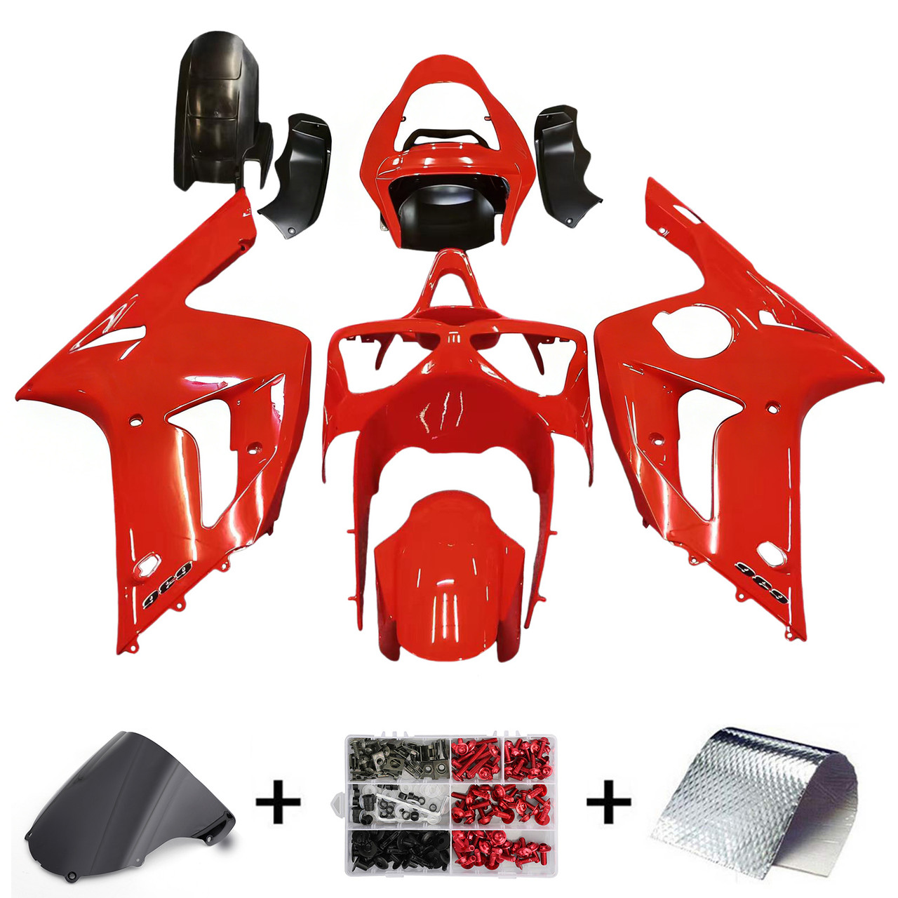 Amotopart Fairings Kawasaki ZX6R 636 Red Ninja Racing  (2003-2004)