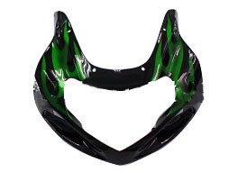 Amotopart Fairings Suzuki GSXR 1000 Black & Green Flame Racing  (2000-2002)