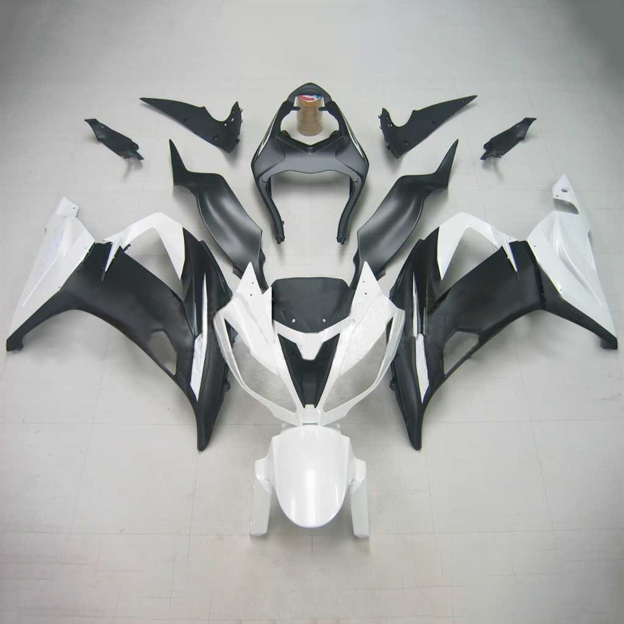 Amotopart Fairings Plastics Kawasaki ZX6R 636 White Ninja Racing