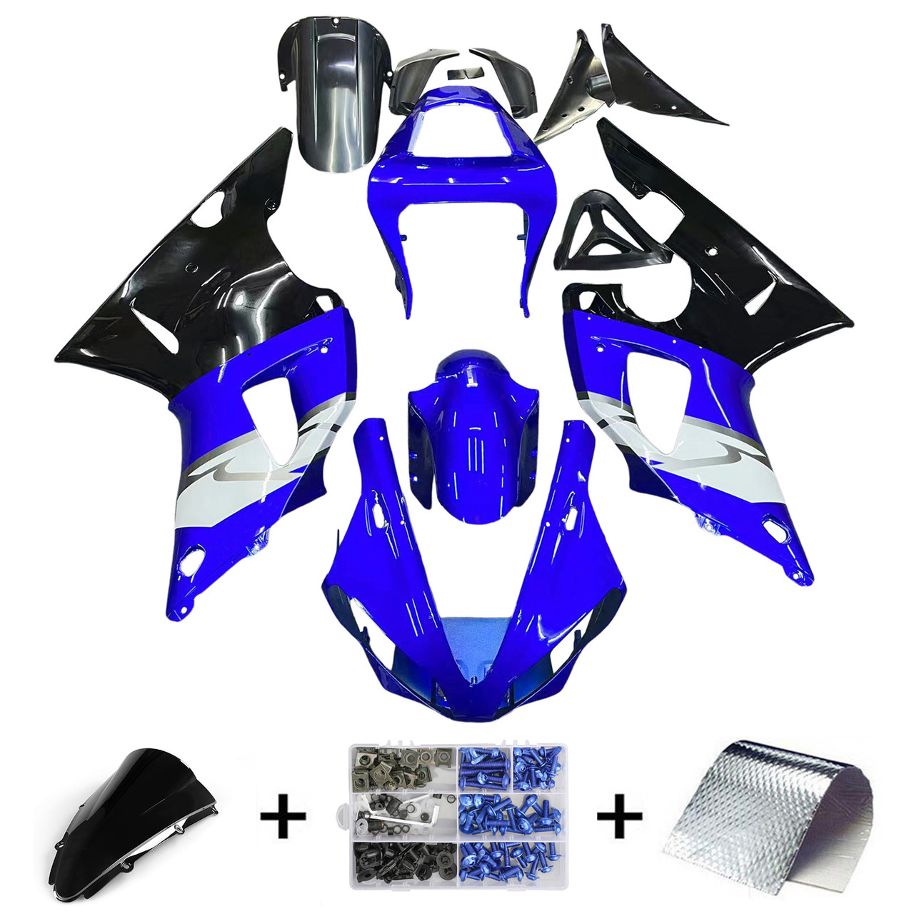 Amotopart Fairings Yamaha YZF-R1 Blue Black R1  Racing (2000-2001)