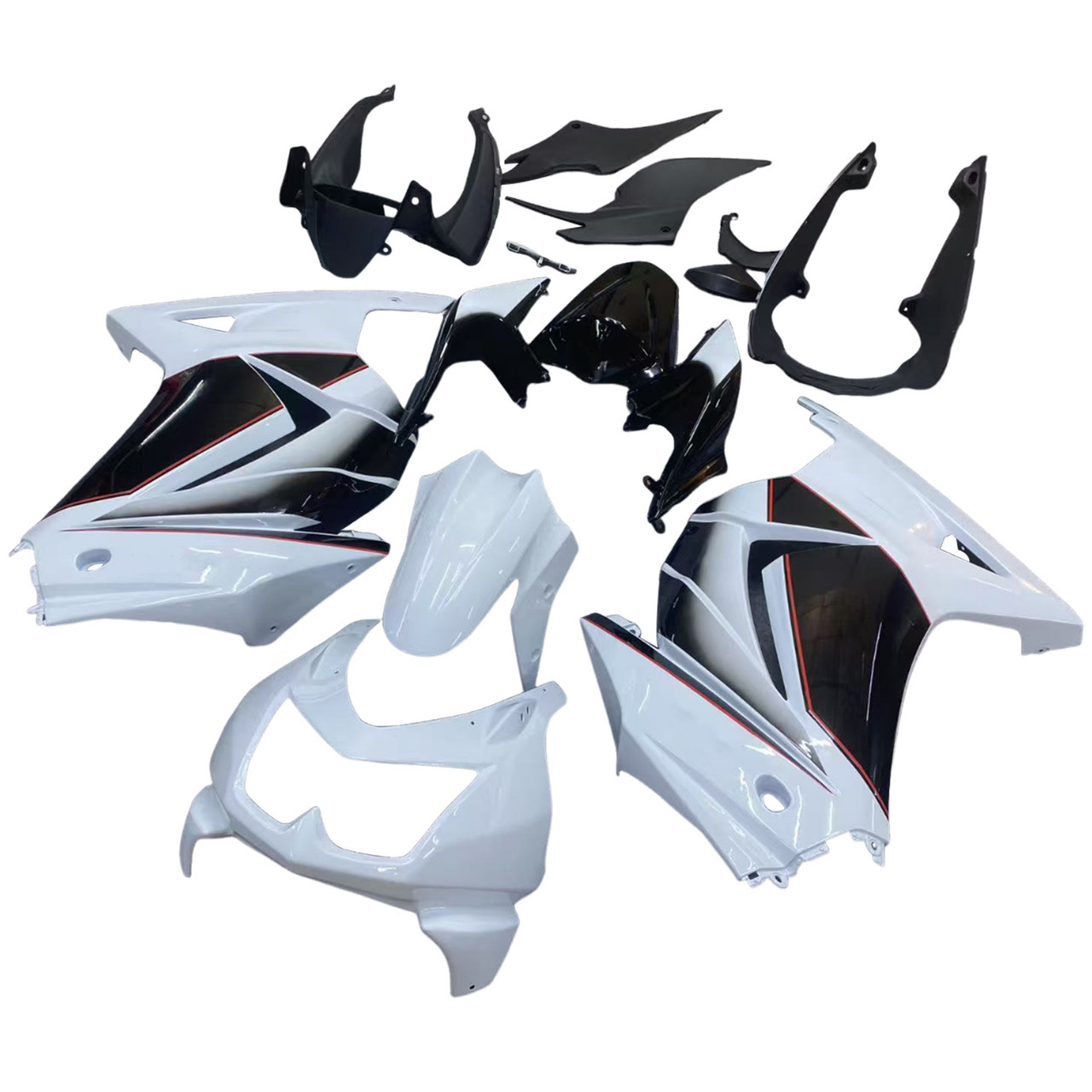 Amotopart Fairings Kawasaki ZX250R EX250 White Black Ninja ZX250 Racing (2008-2012)