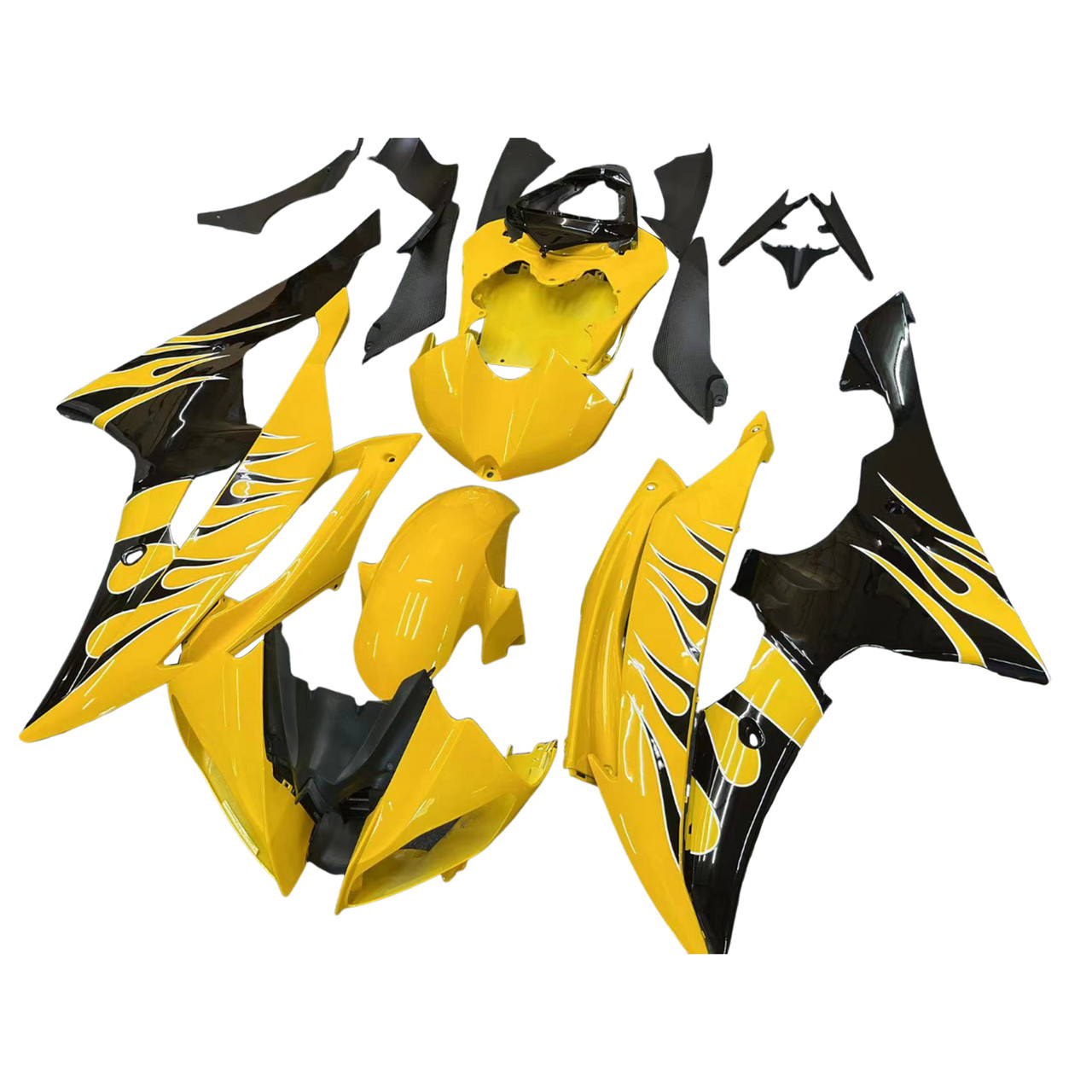 Amotopart 2008-2016 Fairings Yamaha YZF-R6 Yellow & Black Flame R6 Racing