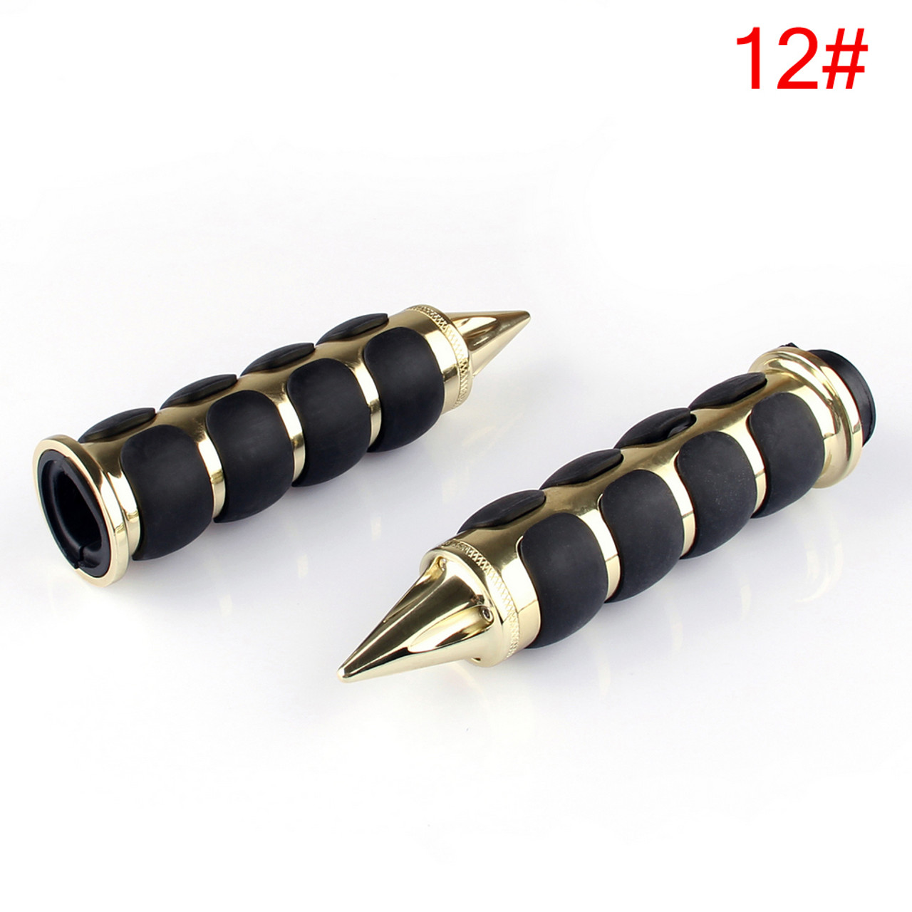 1" / 25mm Handlebar Grips Spike Bar End Universal Fit Harley-Davidson Honda Kawasaki Suzuki Victory Yamaha, Gold