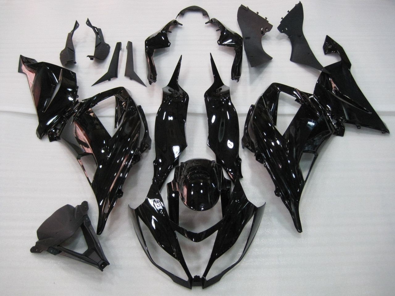 Amotopart Fairings Plastics Kawasaki ZX6R 636 Black Ninja Racing (2013-2016)