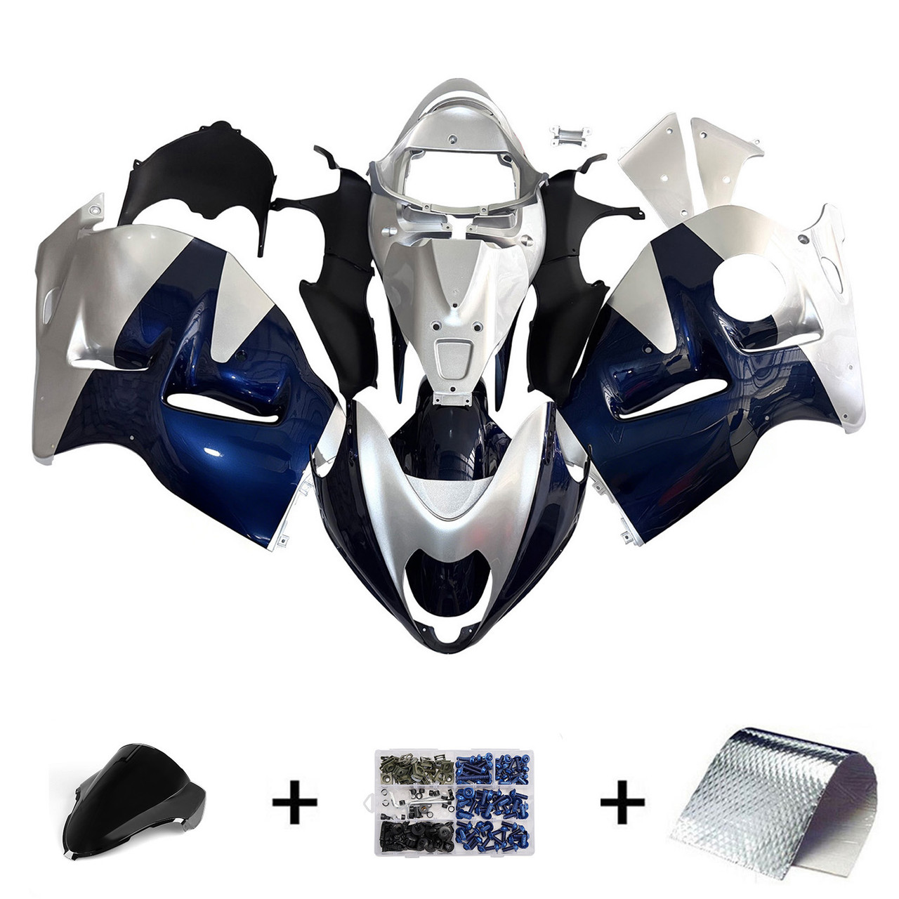 Amotopart Fairings Suzuki GSX1300 Hayabusa Blue and Silver Hayabusa Racing  (1999-2007)