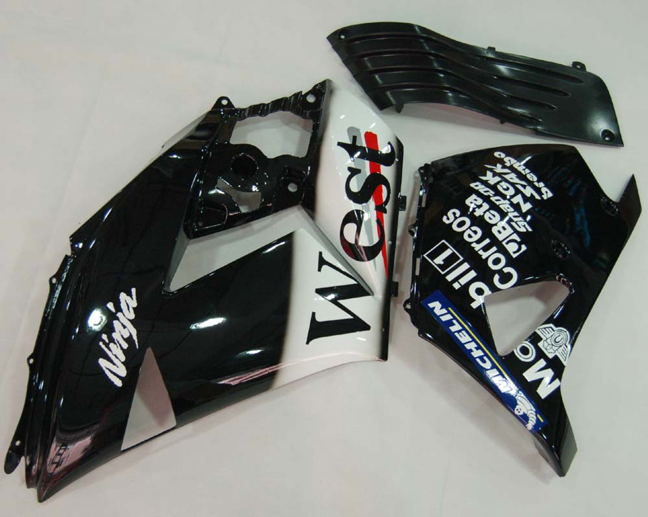 Amotopart Fairings Kawasaki ZX14R Black White West Ninja