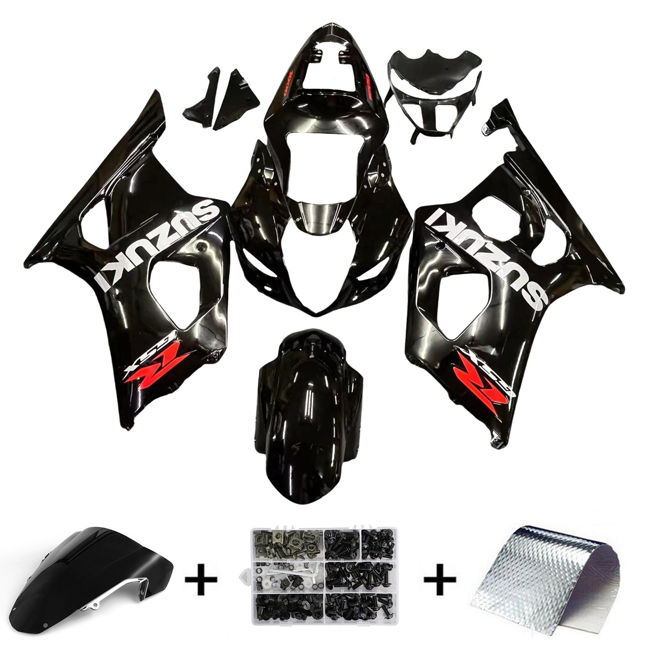 Amotopart Fairings Suzuki GSXR 1000  Black Suzuki Racing  (2003-2004)