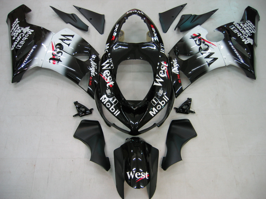 Amotopart Fairings Kawasaki ZX6R 636 Black White West ZX6R Racing