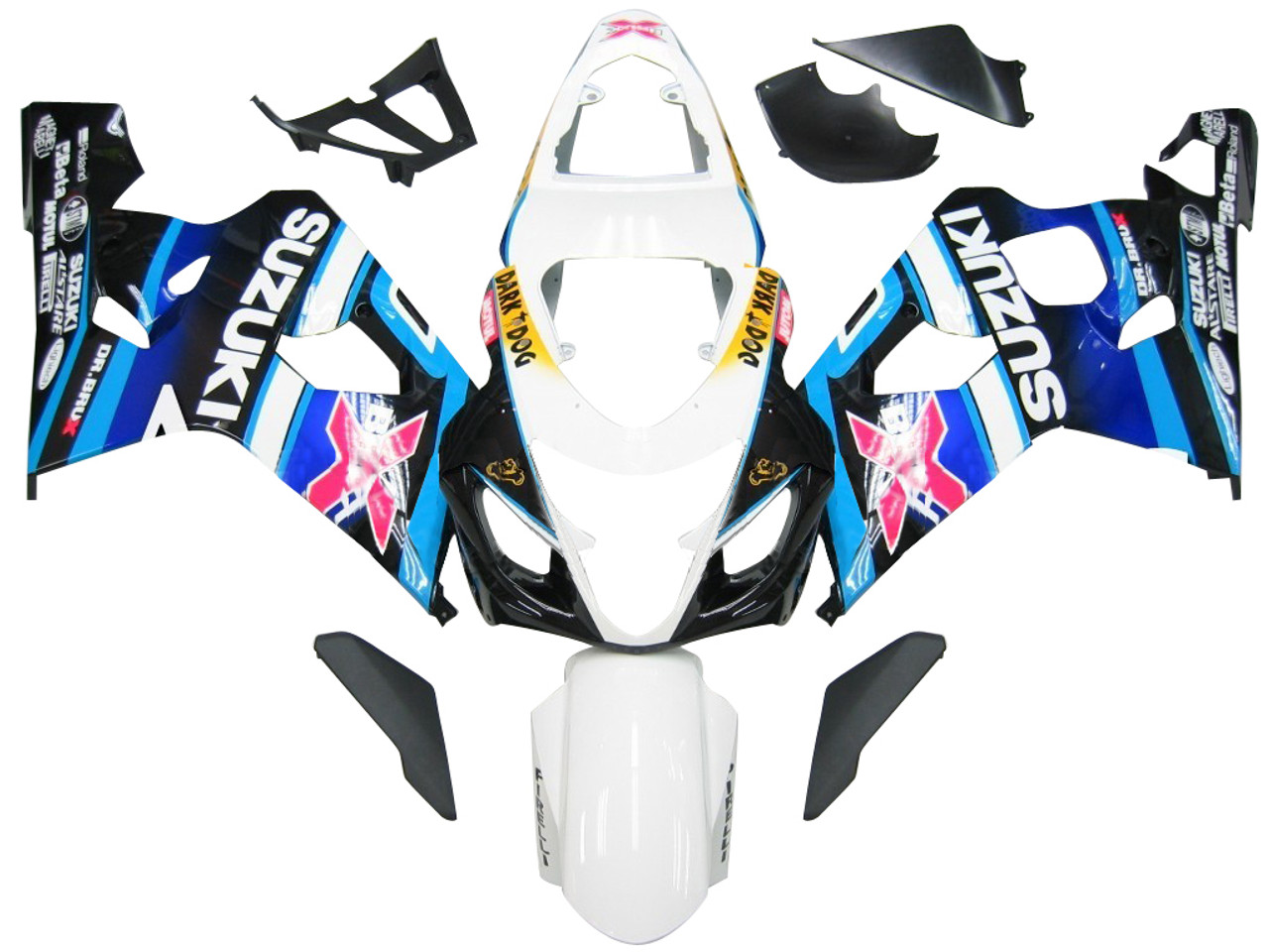 Fairings Suzuki GSXR 600 750 White Blue Brux GSXR Racing  (2004-2005)